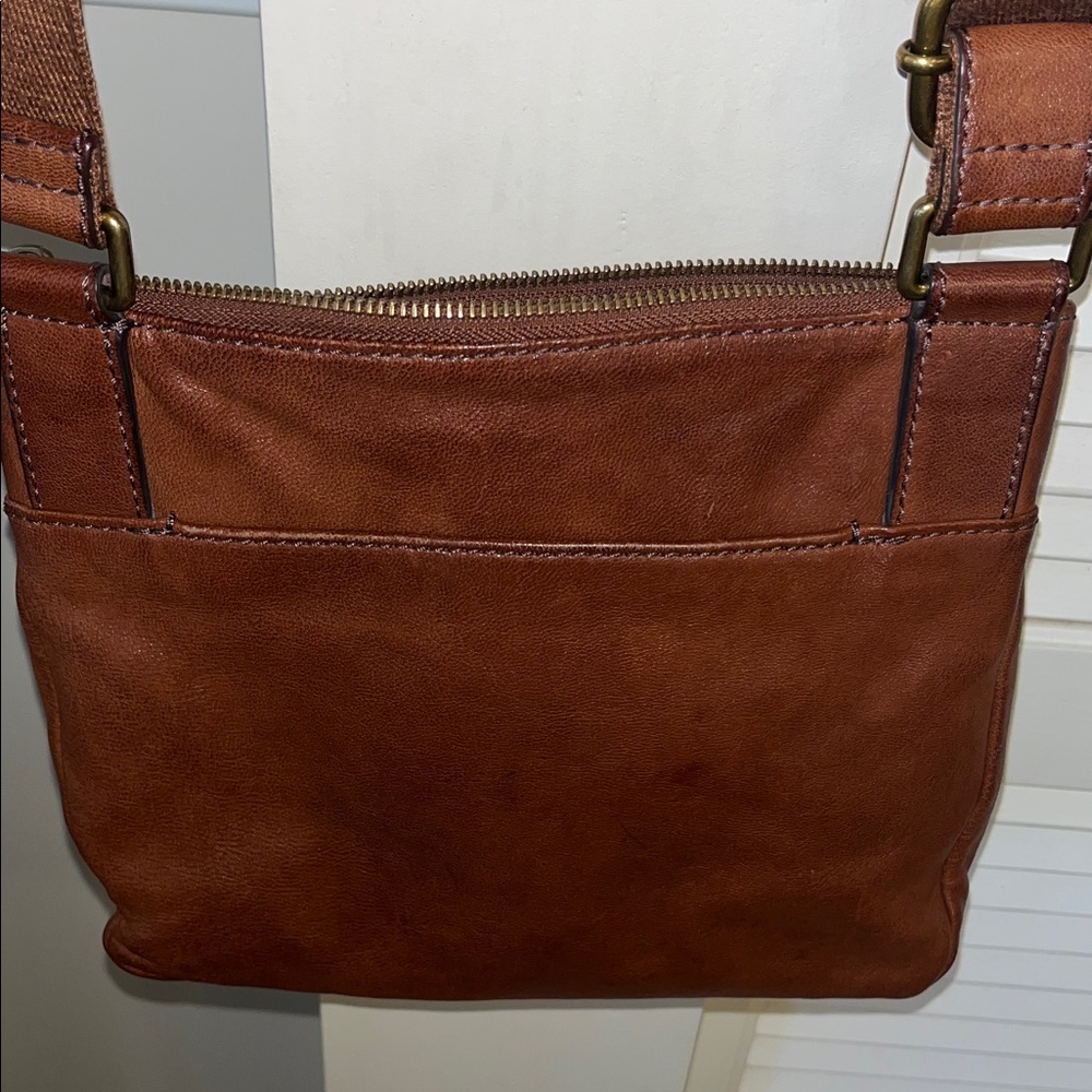 Fossil Fiona Brown Leather Messenger Crossbody Bag - Picture 6 of 6